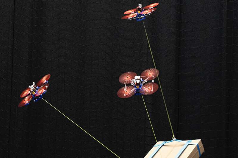 New algorithm lets autonomous drones work together to transport heavy, changing payloads